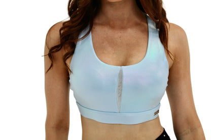 Mirage Shimmer Crop in Ice Blue