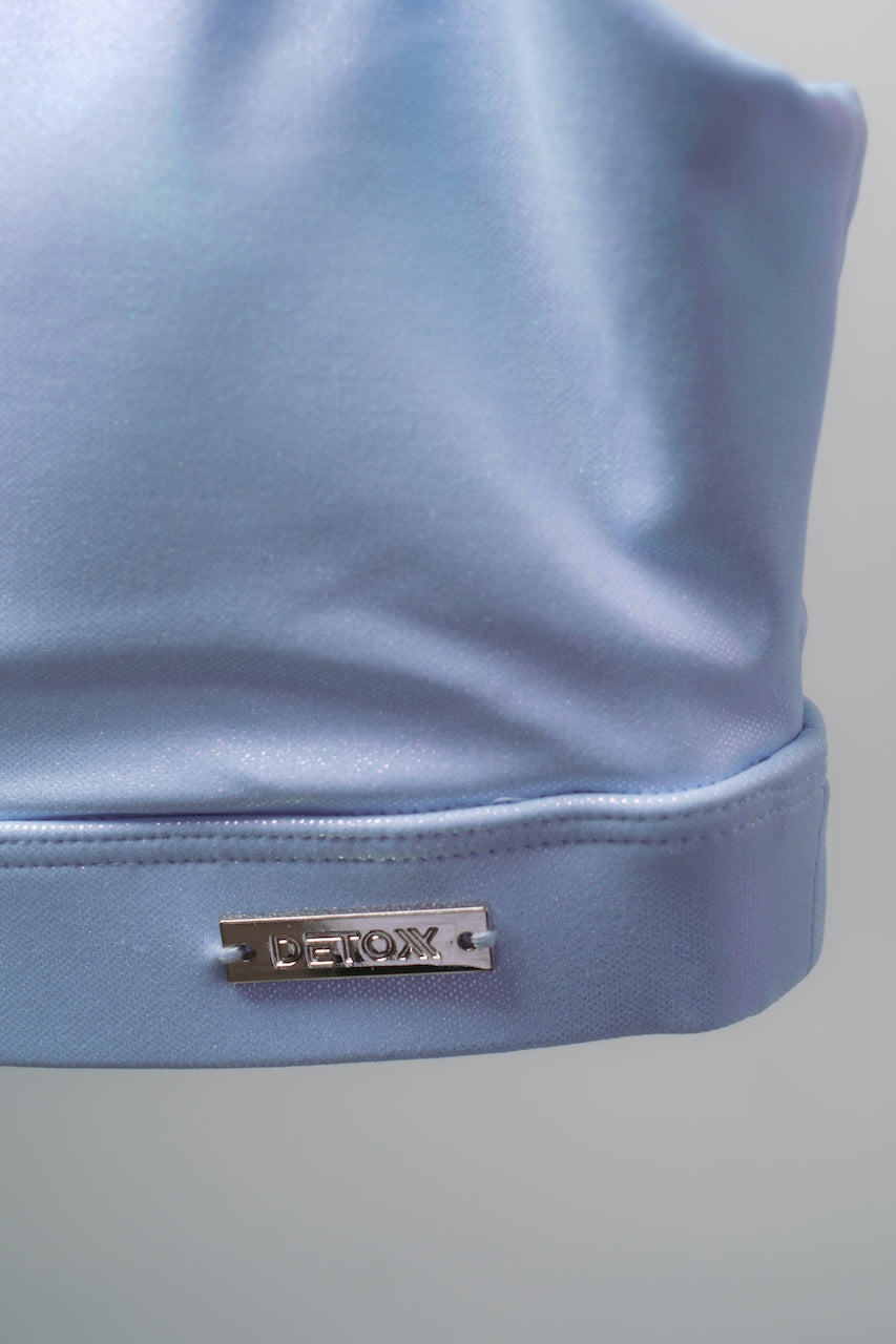 Mirage Shimmer Crop in Ice Blue