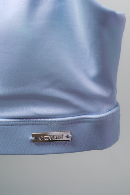 Mirage Shimmer Crop in Ice Blue